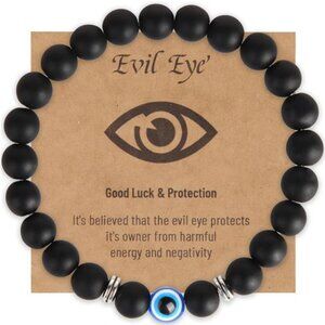 Evil Eye Bracelet Mens Womens Lucky Protection Beaded Black Blue Adjustable Jewe
